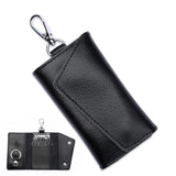 2 pack Compact Leather Car Key Case, Key Holder Key Organizer Wallet, with Card Holder Lightweight Organizer Keychain Black Wallet for Men & Women(Black)