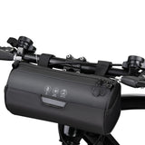 Bike Handlebar Bag Waterproof - Bicycle Handlebar Roll Bag with Large Reflective Area, Bike Front Pouch with Waterproof Zipper Shoulder Strap Removable Straps for Cycling (Cylinder, 2L)