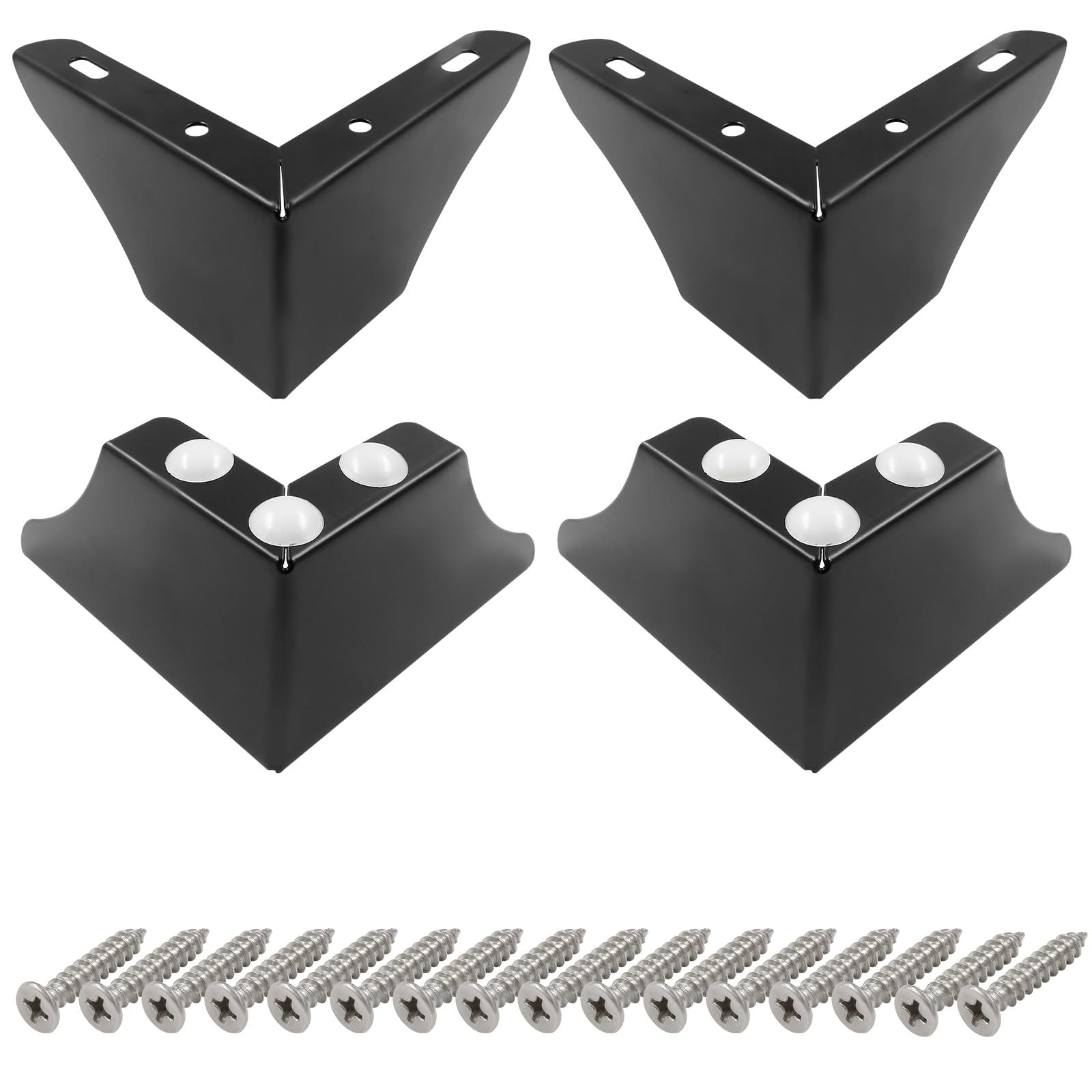 4Pcs 8CM/3 Inch Modern Metal Furniture Sofa Cabinet Legs with Mounting Screws - DIY Replacement Legs Set for Furniture Cabinet Foot Legs Sofa Bed Desk Table Feet Support, Black