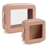 2pcs Travel Clear Makeup Bag Set, Cosmetic Bag Case with Zipper Portable Makeup Pouch Toiletry Bag Women Traveling Cosmetic Organizer Storage Bag Car Organizer Car Essentials for Women