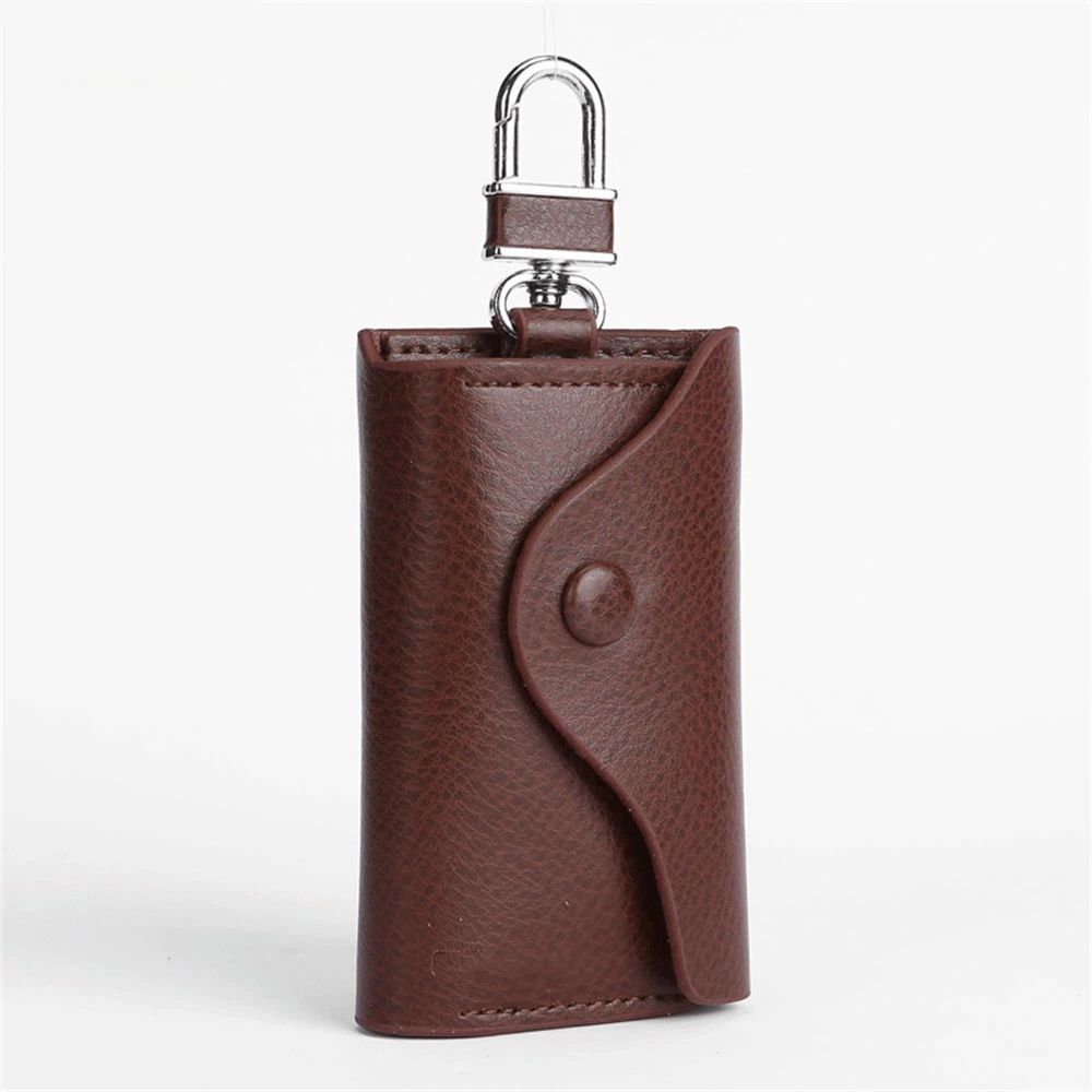 Car Key Case for Men and Women Small Leather Key Holder Key Cover with 6 KeyChains （brown）Key Holder Case, Large Capacity Leather Key Case Wallet Multi-Functional Key Bag