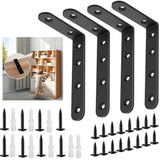 Anti Tip Furniture Anchors for Pet Proofing,Furniture Wall Anchor Furniture Dresser Bookshelf Falling Prevention Device for Children (Black 4pcs)