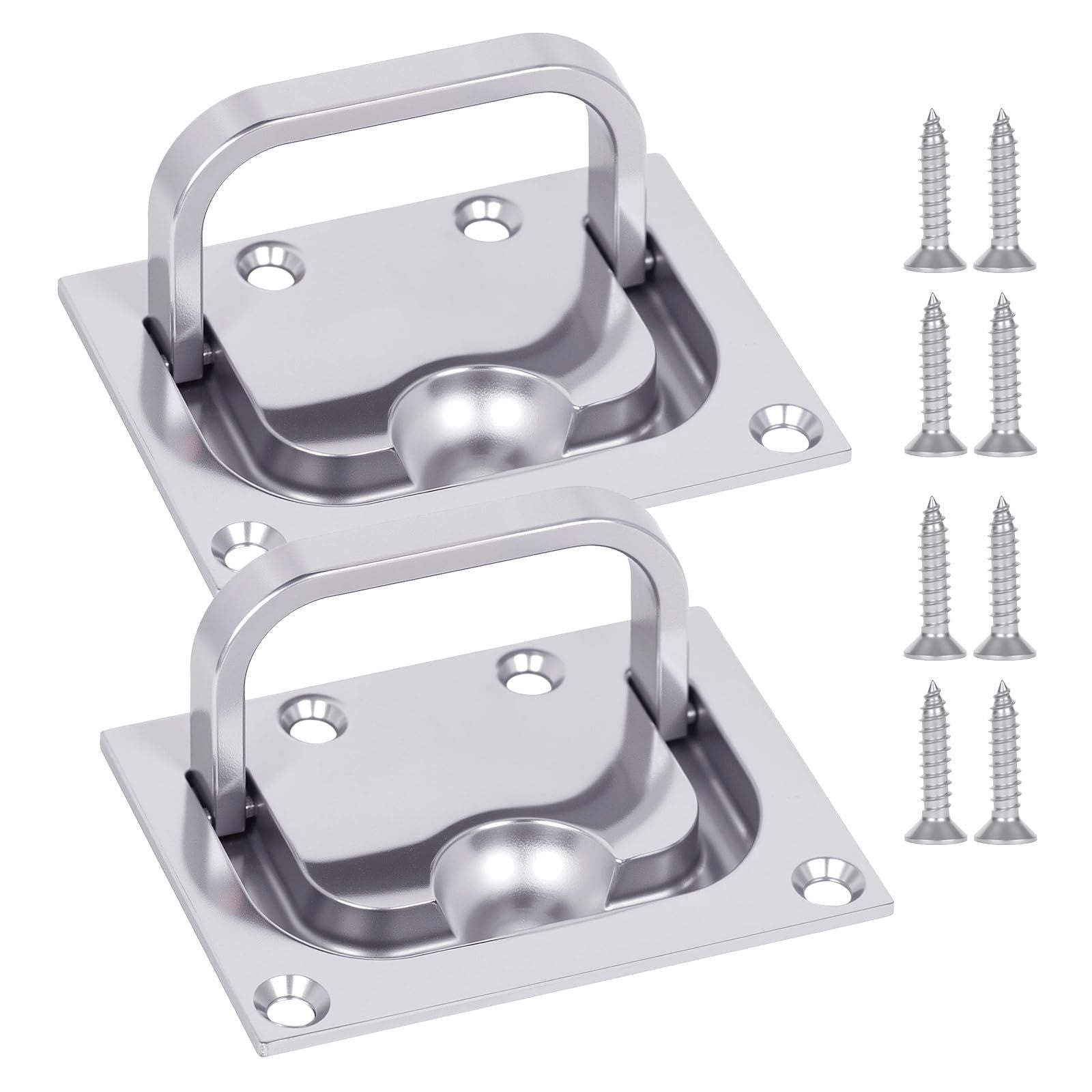 316 Stainless Steel Hatch Pull Flush Lift Boat Ring Hatches Pull Handle with Mount Screws for Boat Deck Hatch Handle and Home Furniture Recessed Handle etc
