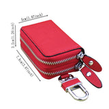 Key Fob Case Genuine Leather, Double Zipper Car Key Holder & Key Wallet with Keychain, Key Pouch for Purse Gift