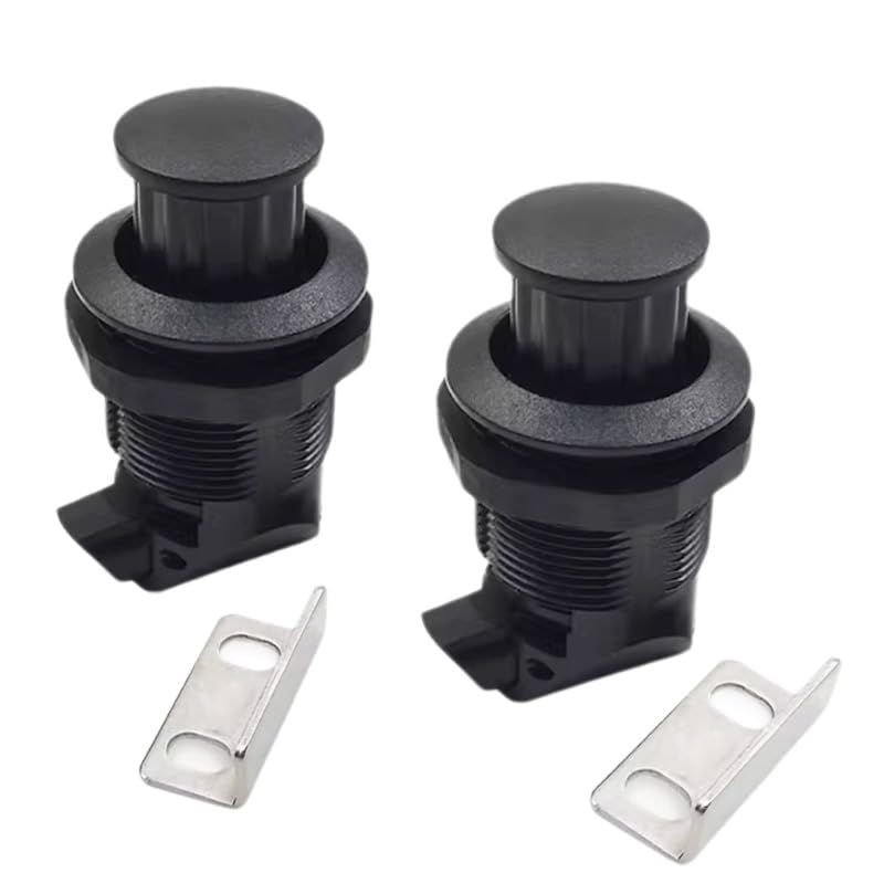 2Pcs Push Button Latch, Push to Close Latches for Perpendicular Door Configurations Latches - Push-to-Close Latches - Knob Stores Flush (Black)