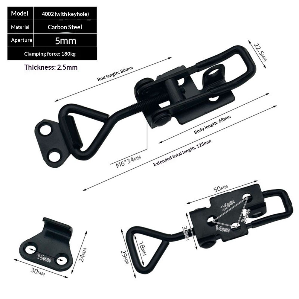 4PCS Toggle Latch Clamp 397 lbs Adjustable Toggle Latch Black Toggle Clamp Lockable Quick Release Pull Latch  Metal Draw Latch for Door, Box Case Trunk, Smoker Door, Jig