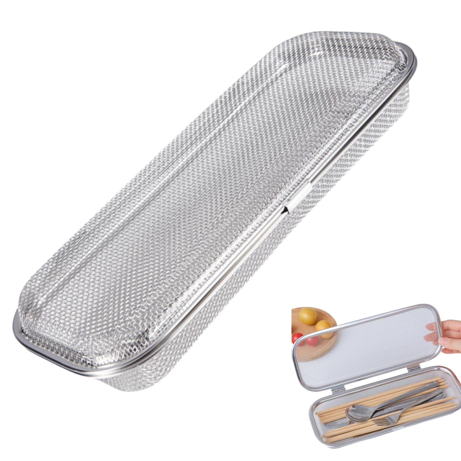 Dishwasher Basket, Stainless Steel Dishwasher Silverware Basket, Replacement Utensil Rectangular Mesh Drain for Small Items