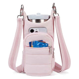 Water Bottle Holder Crossbody Bags for Women for Walking, Hiking, Cycling（pink）Tumbler with Handle, Cup Holder Pouch w/Adjustable Strap