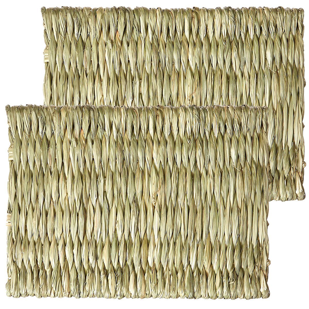 2pcs Woven Grass Mat - All Natural Chewable Grass Mat for Small Pets  Pig Foot Mat Rabbit Grass Nest Pet Supplies（small size）