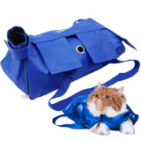 Pet Cat’s Restraint Bag for Claw Care Nail Trimming Anti-Scratching Grooming Bag for Cats Medical Examination(Blue-S)