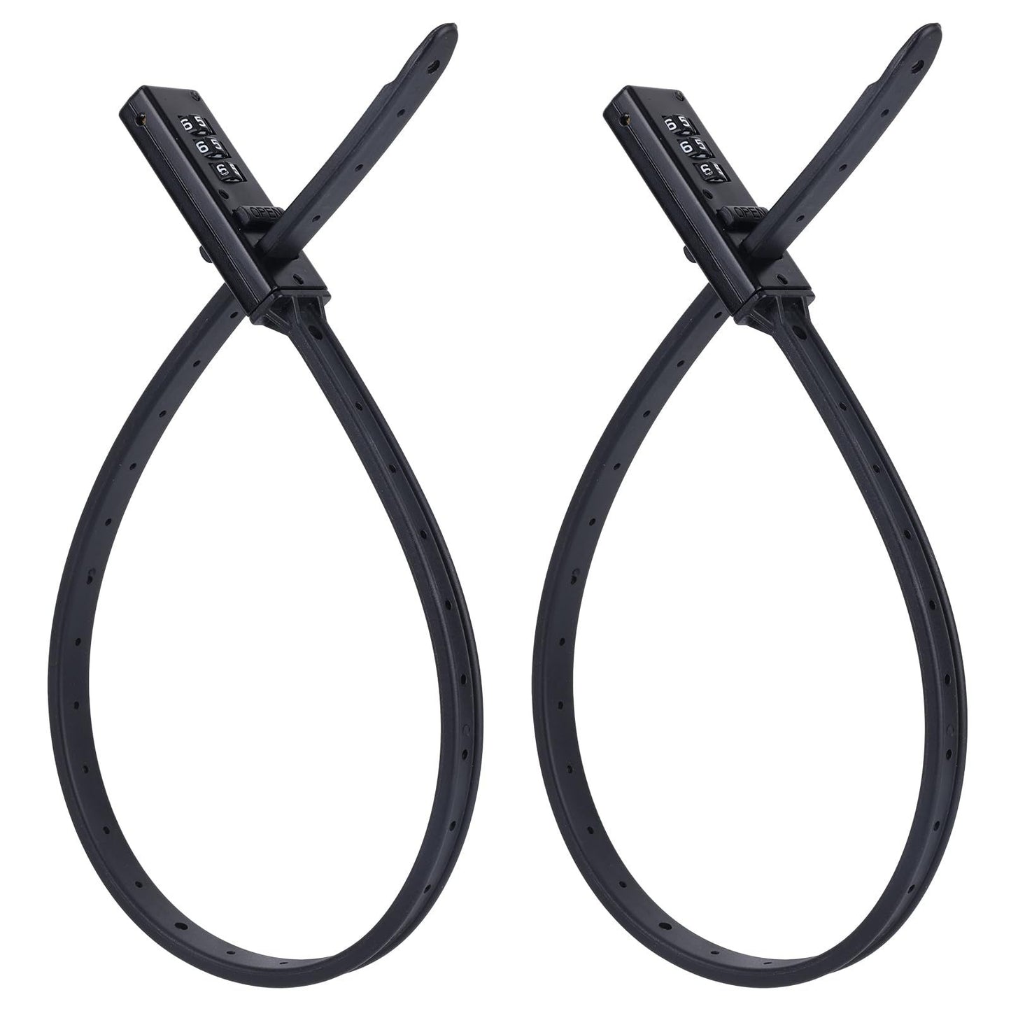 2pcs Zip Tie Lock, 22.05in Adjustable Small Cable Lock with Combination 3 Digit Recodable Combination Multi-Purpose for Bikes Motorcycle Helmet  (Black)