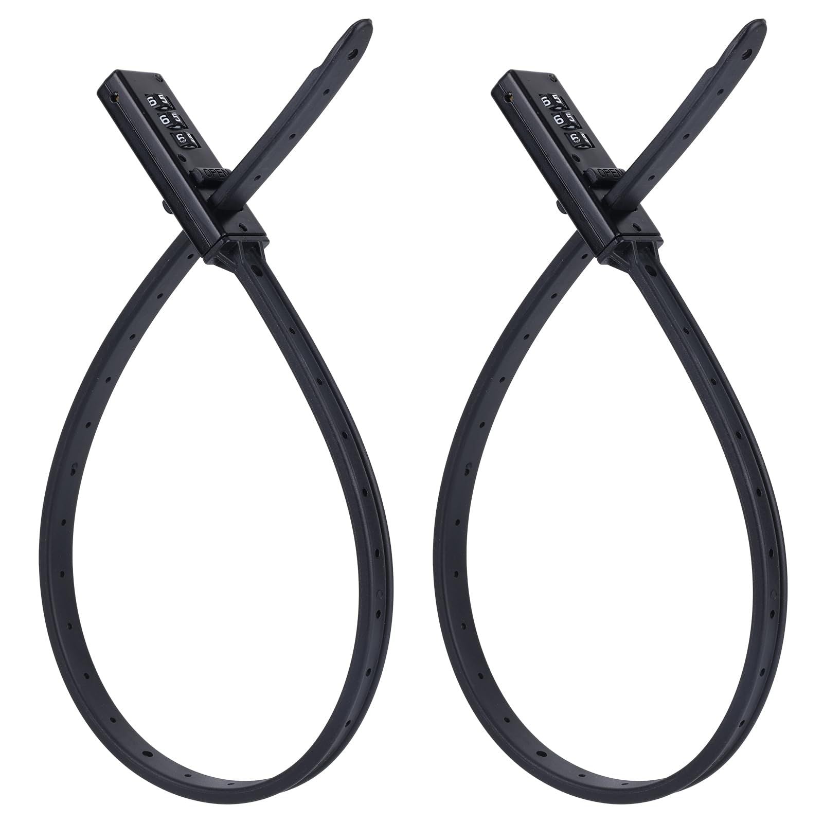 2pcs Zip Tie Lock, 22.05in Adjustable Small Cable Lock with Combination 3 Digit Recodable Combination Multi-Purpose for Bikes Motorcycle Helmet  (Black)