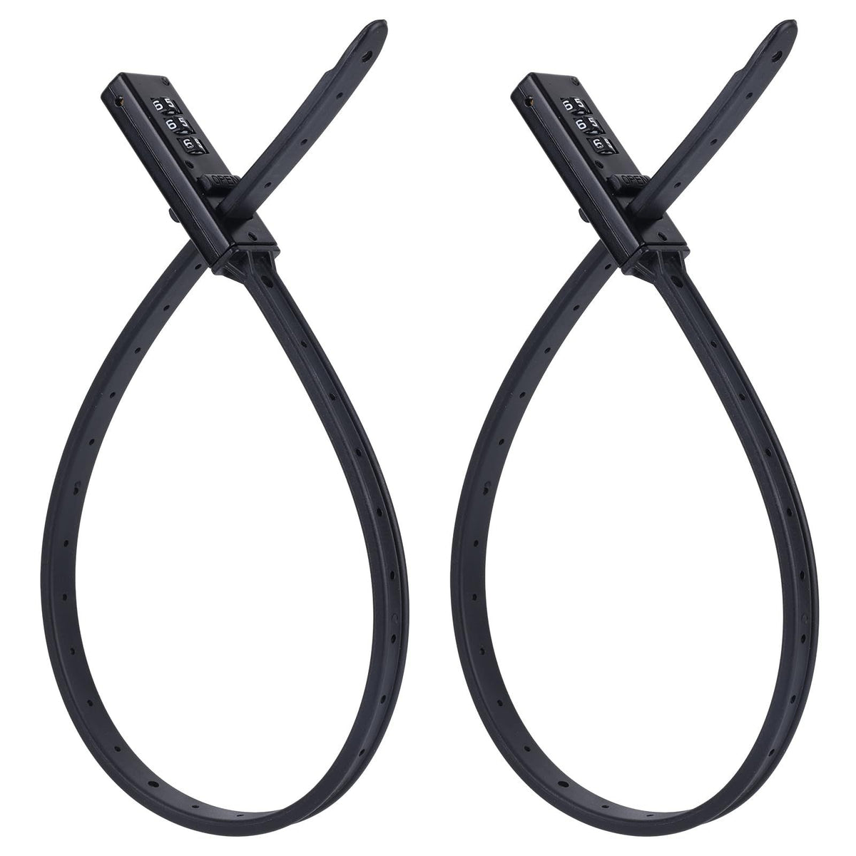 2pcs Zip Tie Lock, 22.05in Adjustable Small Cable Lock with Combination 3 Digit Recodable Combination Multi-Purpose for Bikes Motorcycle Helmet  (Black)