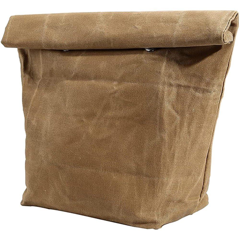 Waxed Canvas Lunch Bag – Reusable Insulated Paper Bag-Style Lunchbox for Adults – Leakproof & Durable Sack Lunch Box for Work, Picnic & Travel
