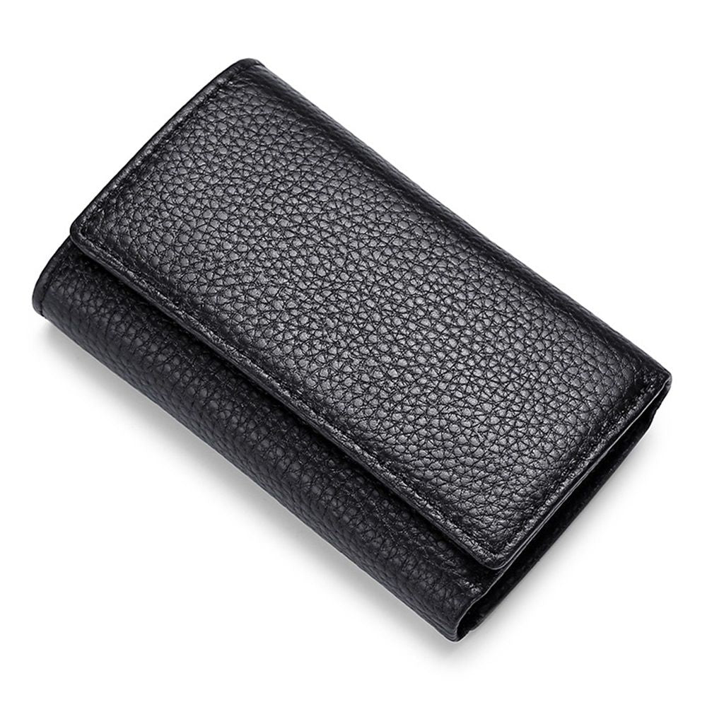 Cowhide Key Holder - Car Key Loop Wallet Slim Keychain Pouch - Practical Key Organizer for Men & Women (black)
