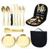 Camping Utensil Set, Camping Silverware Set for 2, Reusable Travel Cutlery with Case Include Knife Fork Spoon Dish