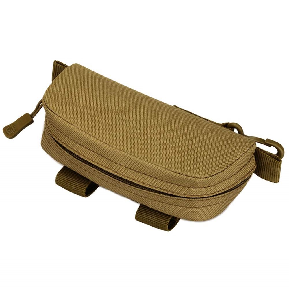 Eyeglasses Case Zipper Sunglasses Carrying Bag Nylon Men's Eyeglass Hard Box Cases with Clip,Spacious and Secure（khaki）