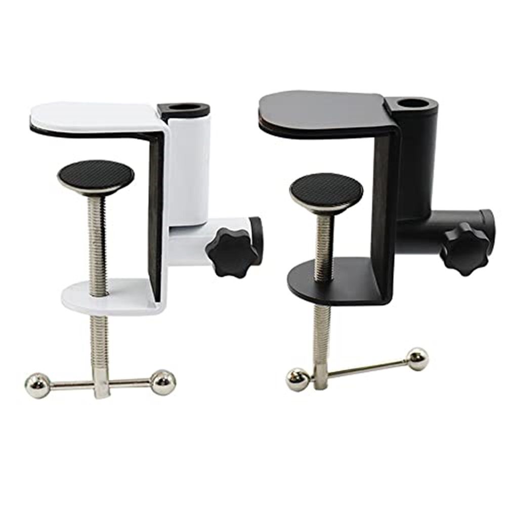 2 pack Universal Shape Table Mounting Clamp for Microphone Suspension Boom Scissor Arm Stand Holder with Adjustable Positioning Screw, Fits up to Desktop -Black