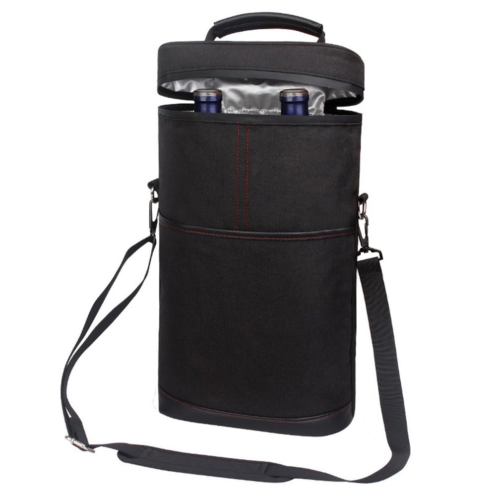 2 Bottle Leakproof Insulated Wine Tote Carrier Bag - Padded Cooler for Travel, Restaurants, Tasting, Parties, Great Gift for Wine Lovers (Only storage bag)