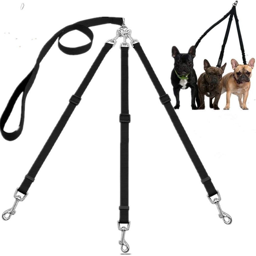 Nylon Weave Three Heads One Drag Three Dog Leash Square Round Rope Pet Traction Belt Dog Chain Strong Safety Lead