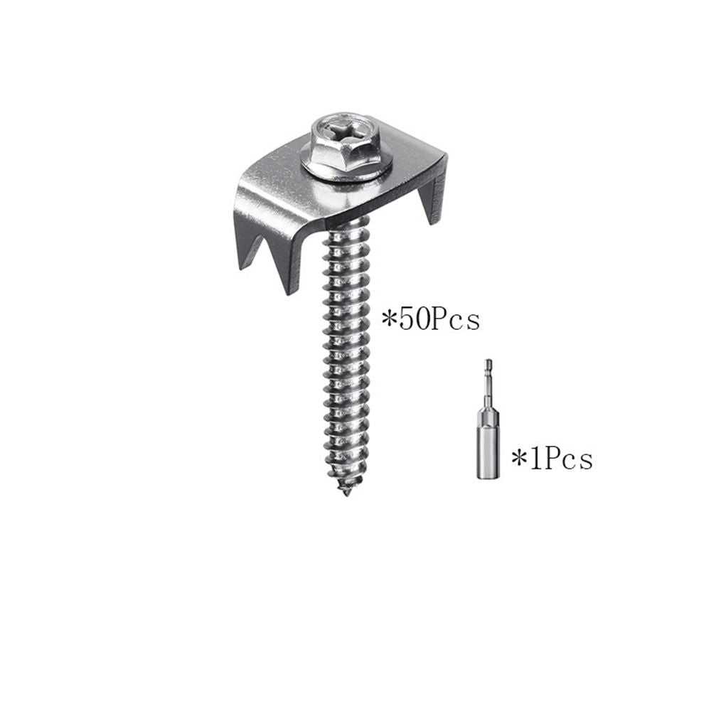 Fence Staples, 304 Stainless Steel Fence Nails for Softwood, Reusable Wire Fence Staples Screws for Mesh and Woven Fencing, 50pcs Fence Fasteners with Wire Fixer Hold Wire Firmly