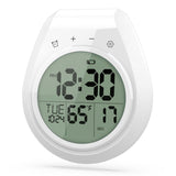 Shower Timer Clock Waterproof, Digital Bathroom Kitchen Wall Clock with LCD Display, 12/24 Hour Format, Temperature, Countdown Timer, Suction Cup, Hanging Hole (White)