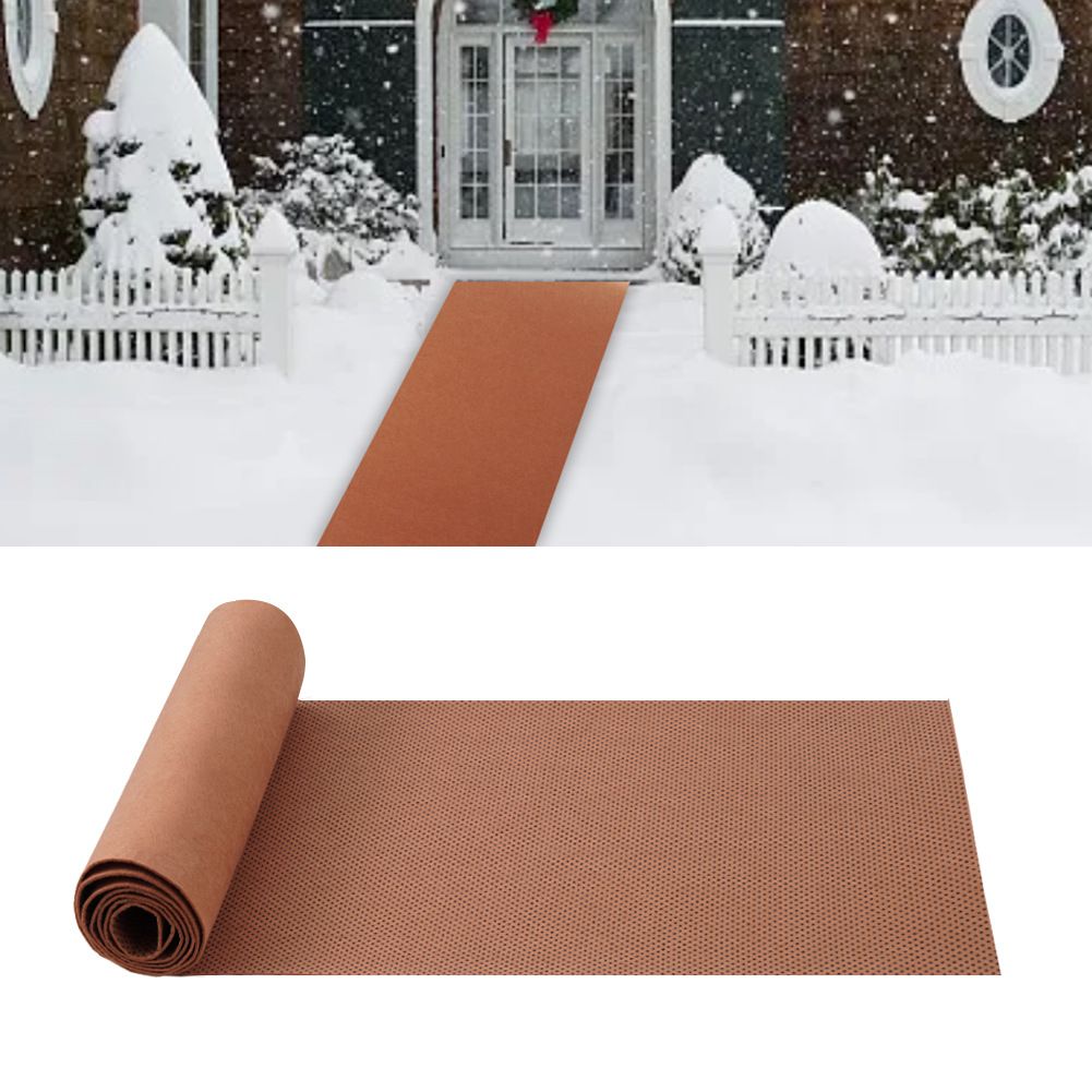 Natural coconut fiber mat with anti-slip backing for icy walkways.