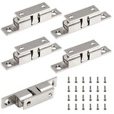5Pcs 2.75"/ 70mm Double Ball Tension Roller Catch Latch, Solid Brass Hardware Fitting with Screws for Cabinet, Closet & Furniture Door, Chromium Plated