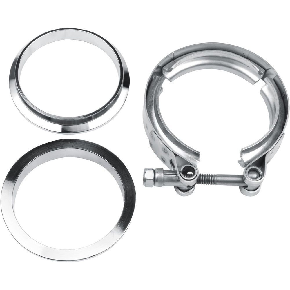 3.0 Inch V Band Clamp for Flange Kit Stainless Steel (with flanges) 304 Stainless Steel, for Turbo Exhaust Downpipe, Racing Pickup Truck Exchange Exhaust Systems