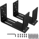 Adjustable Barricade Brackets (2pcs) - Drop Open Bar Holder for Security Door Reinforcement Steel U Bracket for Outswing and Inswing Doors or Gates