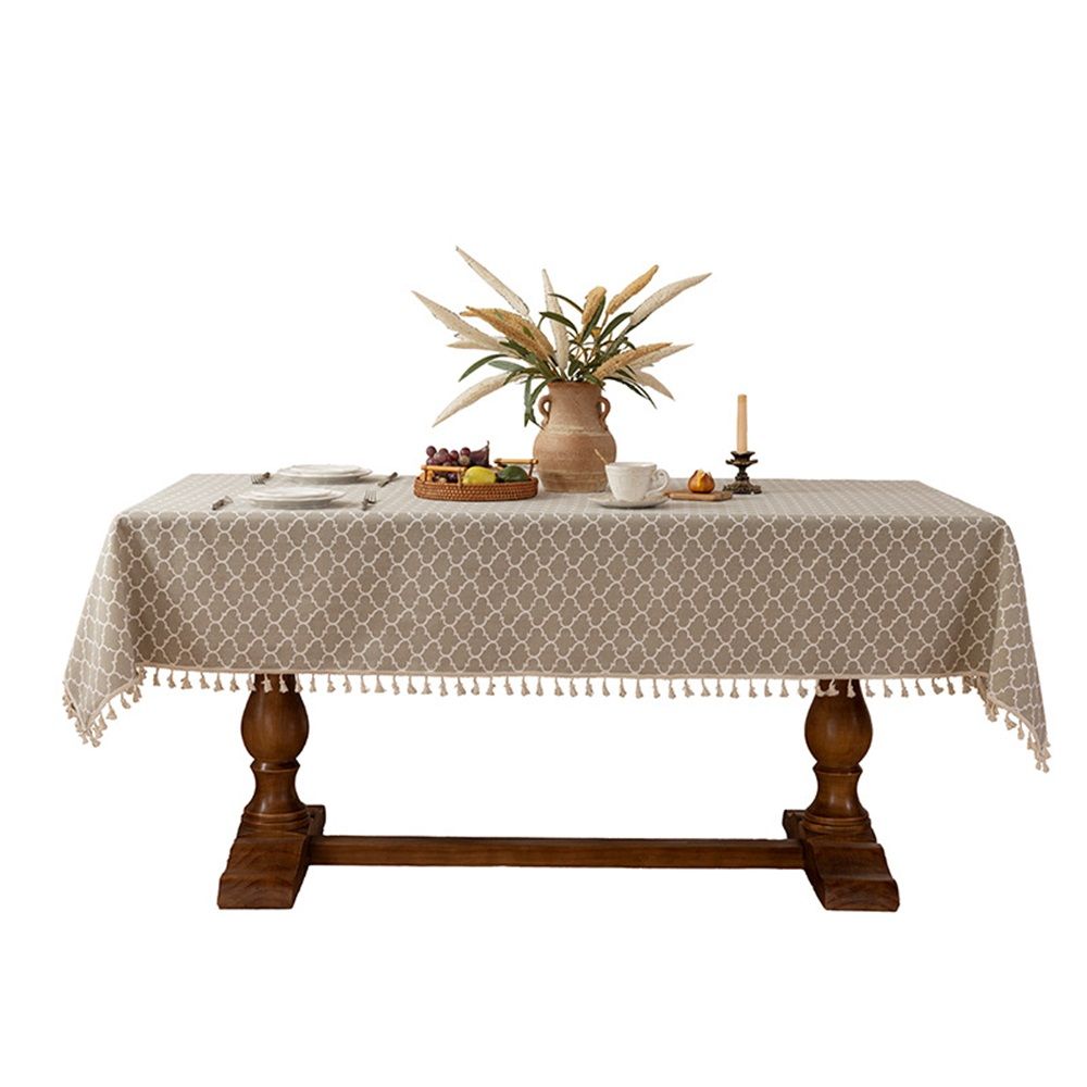 Rectangle Table Cloth, Waterproof Tablecloths with Backing for Rectangle Tables, Wipeable Spillproof Plastic Tablecloth for Dining, Camping, Indoor and Outdoor (140*200cm)