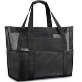 Black-color Mesh Beach Bag Family - Large Tote Bag for Cruise Pool Toys Beach Vacation Essentials（60*17*34cm）