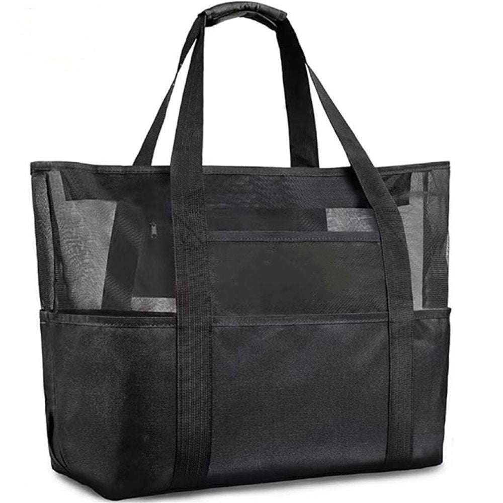 Black-color Mesh Beach Bag Family - Large Tote Bag for Cruise Pool Toys Beach Vacation Essentials（60*17*34cm）