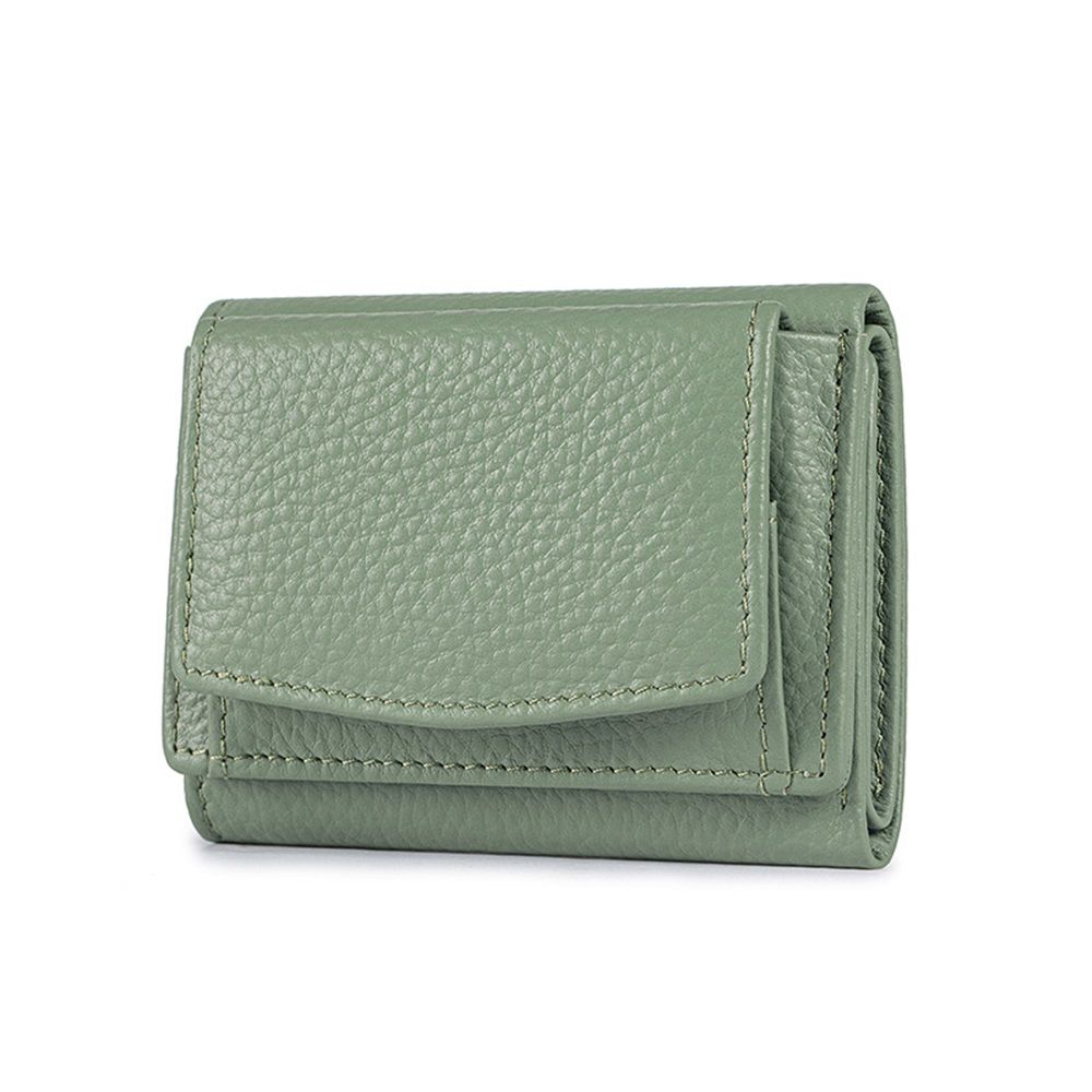 Small Leather Wallet for Women with Coin Pouch Compact Trifold Mini Pocket Wallet with Cash Slot and Card Holders Great for Daily or Travel (Green)
