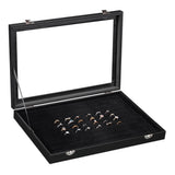 100 Slot Ring Holder Display Case - Black Jewelry Organizer with Transparent Lid, Ring Organizer For Jewelry Rings (oniy box)