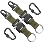 2 pack Keychain for Men with Quick Release Buckle Gear Clips with Clip and Stainless Steel Ring（green）