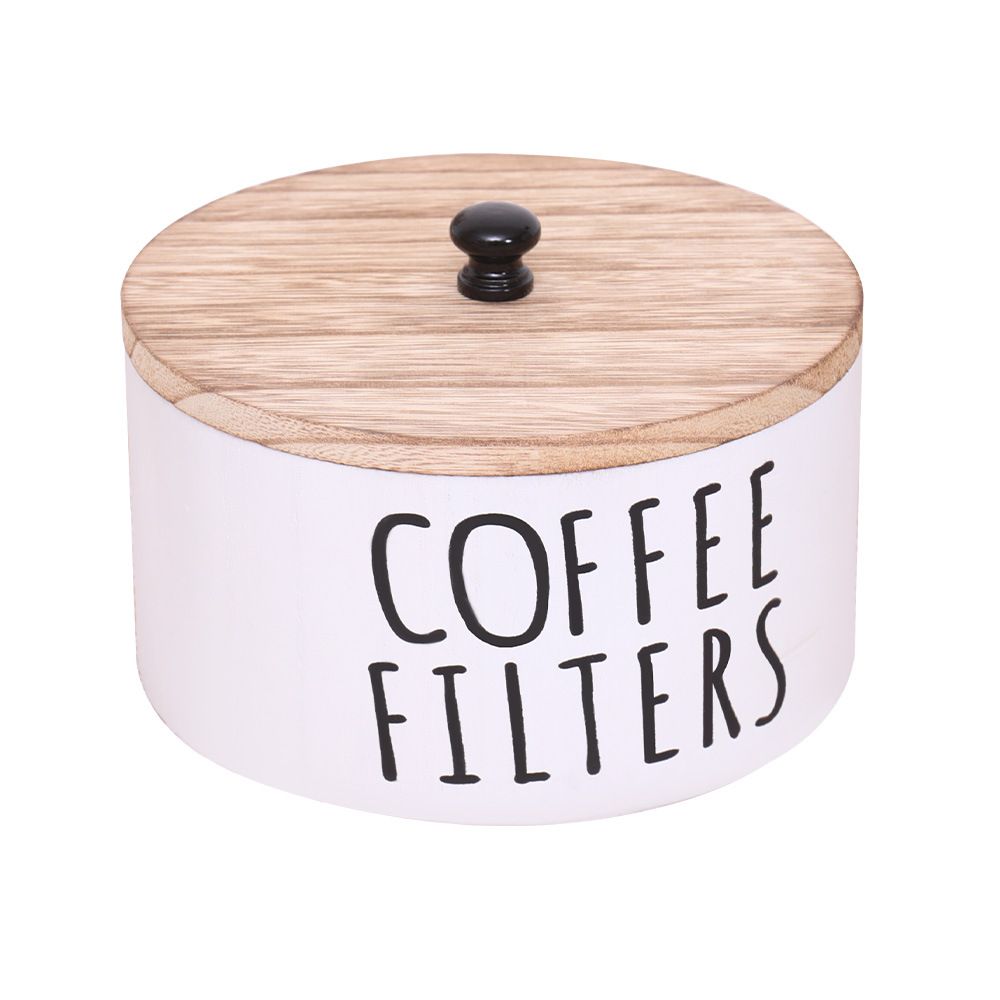 Coffee Filter Holder, Large Capacity Coffee Filter Storage Container with Bamboo Lid, Coffee Filter Dispenser Pod Organizer Basket Accessory for Bar Counter Decor