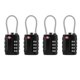 Luggage Locks, [Upgrade Version][4 Pack] TSA Approved Suitcase Lock 4-Digit Re-settable Combination Lock, Cable Backpack Locks, Code Lock for Travel Suitcase Luggage Bag Lockers (Black)