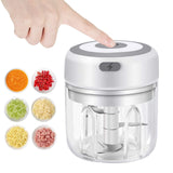 Electric Garlic Chopper, 250ML Vegetable Chopper, Food Chopper, USB Mini Garlic Mincer, Onion Chopper, Portable Small Food Processor for Garlic, Ginger, Chili, Vegetables （white）