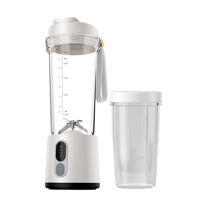 Portable Blender for Smoothies and Shakes, 2 Portable Blender Cups, 17.63 Cordless Personal Small Blender with Straw Brush&Lid, USB-C Rechargeable, Quiet Mini Travel Blender, White
