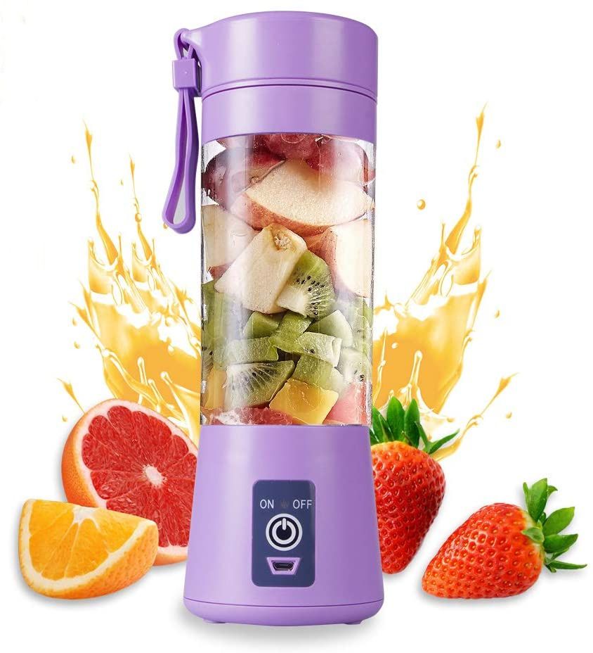 Portable 6 Blades in 3D Juicer Cup,Version Rechargeable Juice Blender Magnetic Secure Switch Electric Fruit Mixer for Superb Mixing 380ml