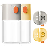 Measure Seasoning Bottle, Salt Shaker or Pepper Shaker, Kitchen Must have, Glass Metering Spice Salt Paprika Pepper Cumin Powder Sugar Dispenser Spice Jar,   (Beige&Yellow)12.5*6.4*6cm,2pcs