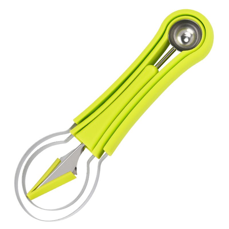Melon Baller Scoop Set,4 In 1 fruit cutters shapes, watermelon scooper fruit scooper and baller, fruit carving tools（Green）