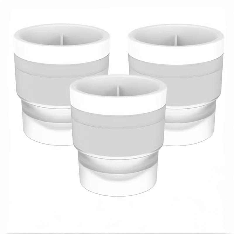Ice Ball Maker Mold - Set of 3, Round Ice Cube Mold, 2.4 Inch Sphere Ice Cubes for Whiskey, Cocktails, Bourbon (3, White)