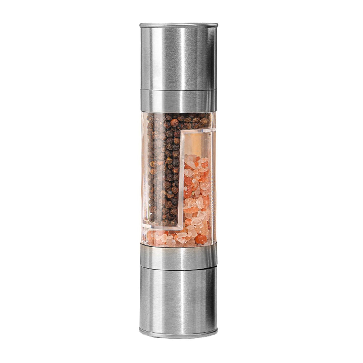 2 in 1 Salt and Pepper Grinder with Adjustable Ceramic Rotor, Manual dual headStainless Steel Salt Grinders and Pepper Mill for Kitchen, Outdoor Barbecue（Single cell 70ml）