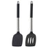 Pack of 2 Silicone Solid , Non Stick Slotted Kitchen Spatulas, High Heat Resistant BPA Free Cooking Utensils, Ideal Cookware for Fish, Eggs, Pancakes(Black)