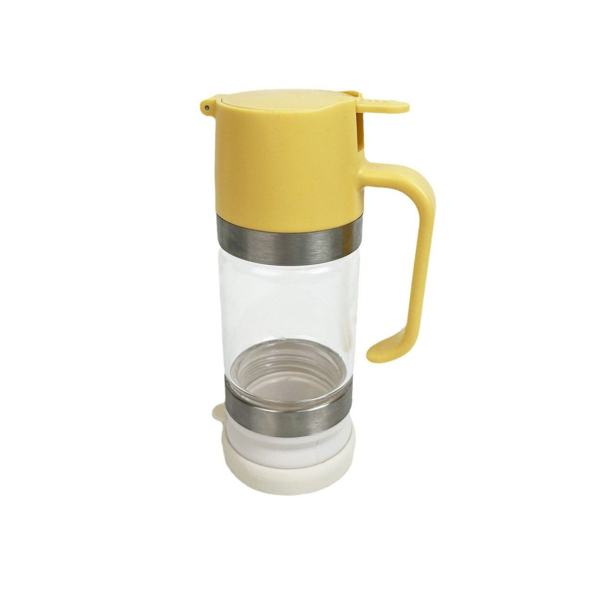Glass Honey Dispenser Pot, No Drip 10 OZ Honey Jar with Handle, Syrup Dispenser for Coffee or Tea, Yellow white