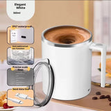 Self Stirring Coffee Mug 12.2 oz, Electric Mixing Cup with Magnetic Stirrer & Anti-Sedimentation, Rechargeable Travel Mug for Coffee, Milk, Hot Cocoa (White)
