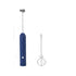 Handheld Milk Frother, Coffee Foam Maker USB Rechargeable Hand Drink Mixer 3 Speeds Electric Whisk Adjustable Hand Held Blender with 2 Heads (Blue)