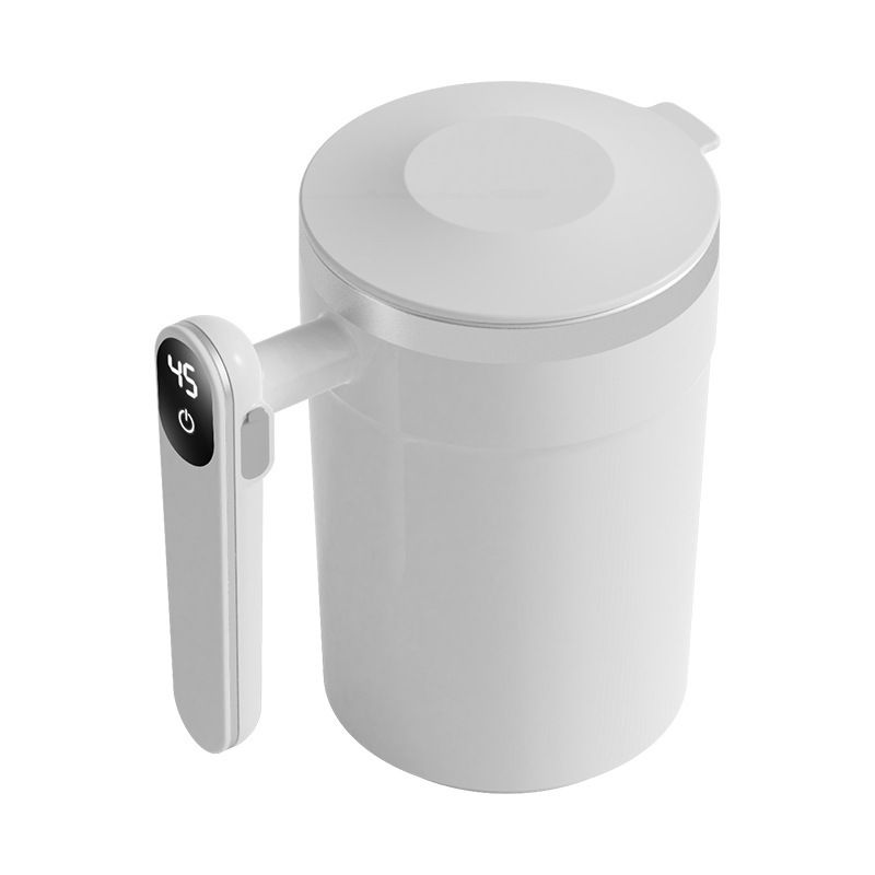 Self Stirring Coffee Mug-Automatic Magnetic Stirring Cup for Easy Mixing | USB Rechargeable with 304 Stainless Steel Interior,Silicone Lid,Ideal for Coffee,Cocoa,Milk（white 400ml）